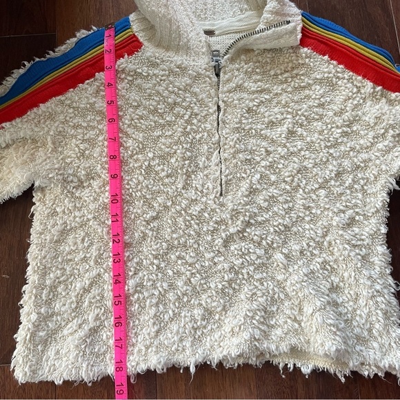 Free People Marshmallow Striped Mock Neck Pullover 1/2 Zip Rainbow Beige XS - Picture 11 of 11